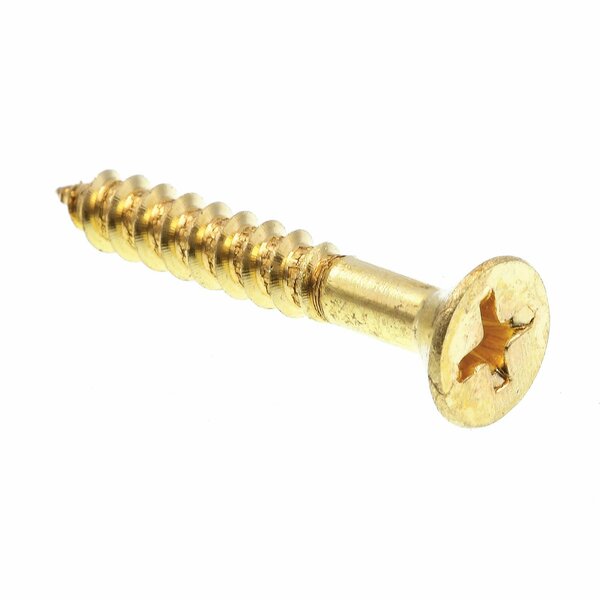 Prime-Line Wood Screws, Flat Head, Phillips Drive, #10 X 1-1/4 in., Solid Brass, 100PK 9035643